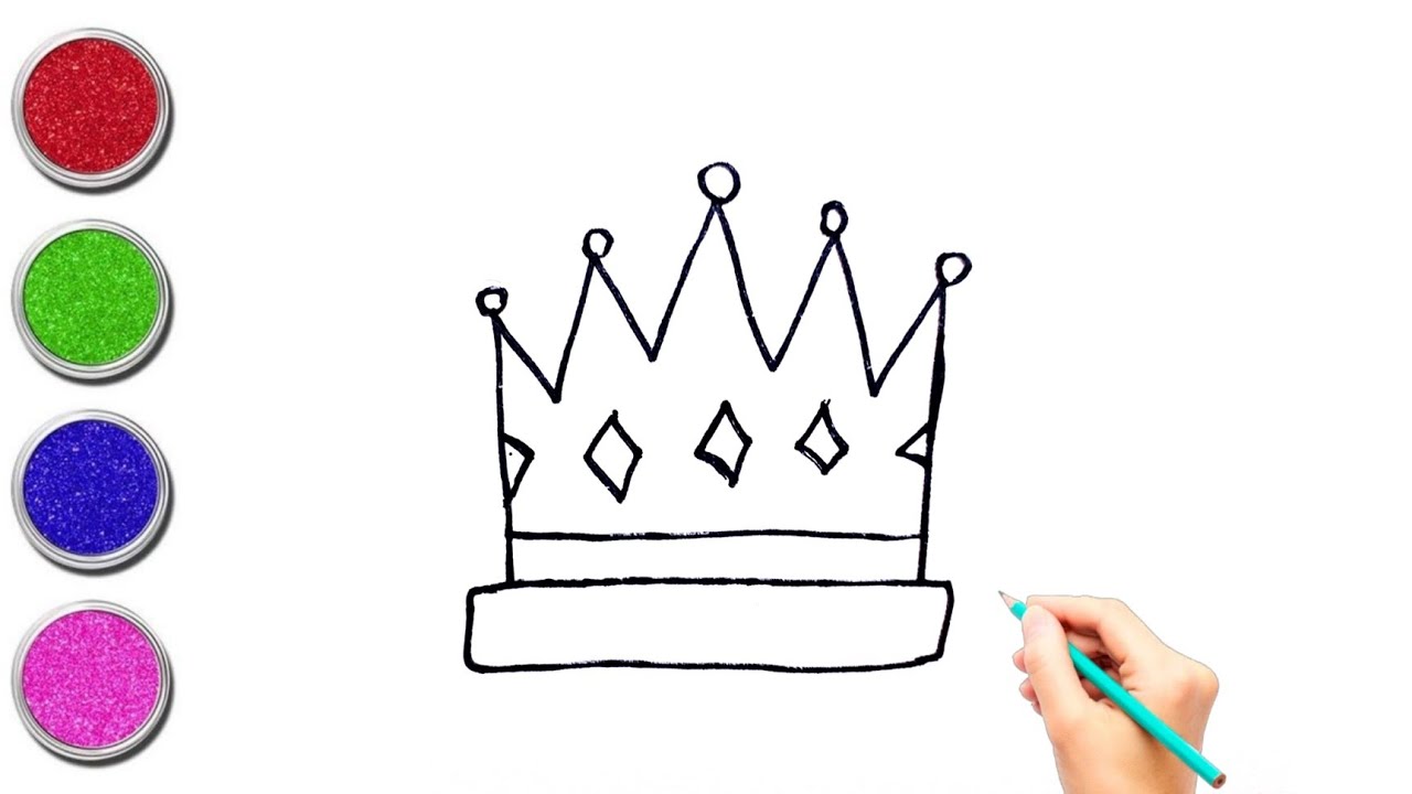 How to draw Crown drawing and painting and colouring for kids, DIY for ...
