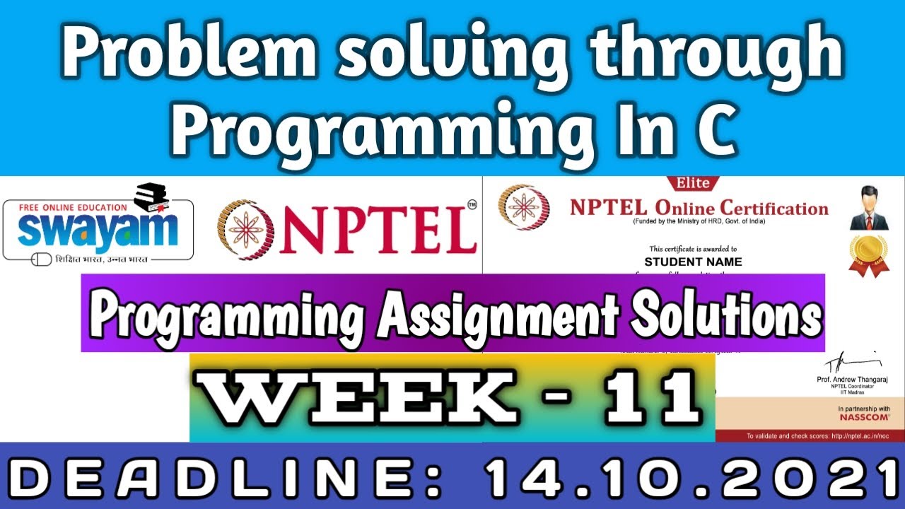 Nptel | Problem Solving Through Programming In C Week 11 | July 2021 ...