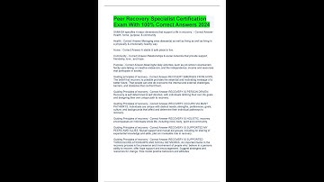 Peer Recovery Specialist Certification Exam With 100% Correct Answers 2024