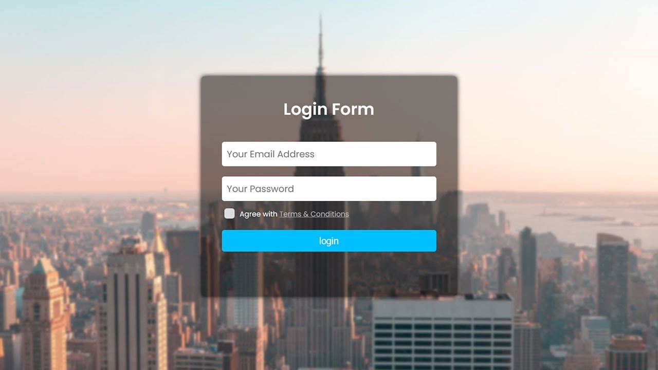 Transparent Login Form HTML CSS