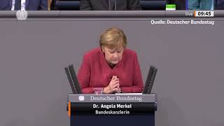 9.12.2020: Merkel im Bundestag, den Tränen nahe.