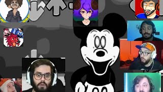 as reação dos youtubers do suicedo mouse | friday night funkin mod vs Mickey mouse