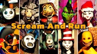 ALL MONSTER JUMPSCARES - Scream and Run | Roblox