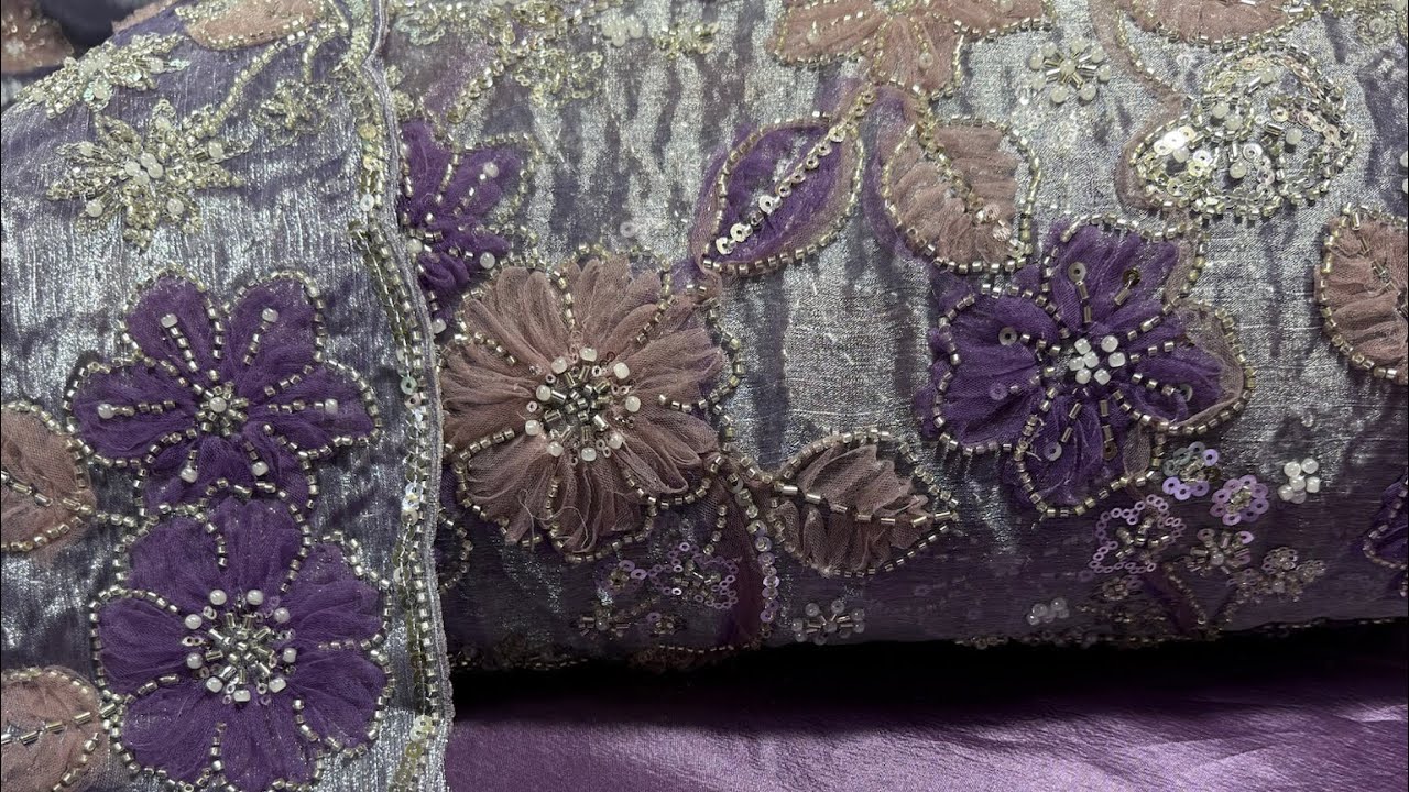 Bismillah Fabrics new designs Korean shesha silk ribbon work at reasonable price