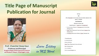 Title Page of Article Publication for Journal #saiedupharmaa