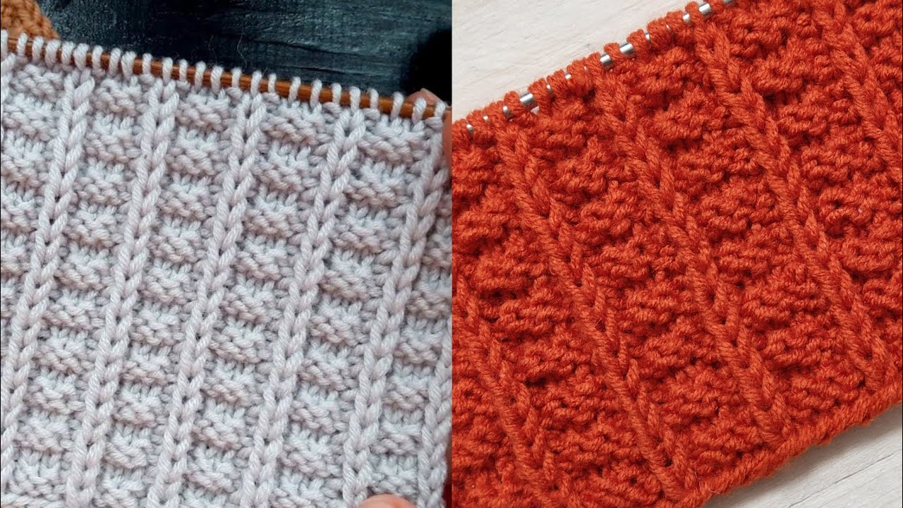 آموزش بافتنی | آموزش بافتنی با دو میل| آموزش یک مدل بافت زیبا با دو میل