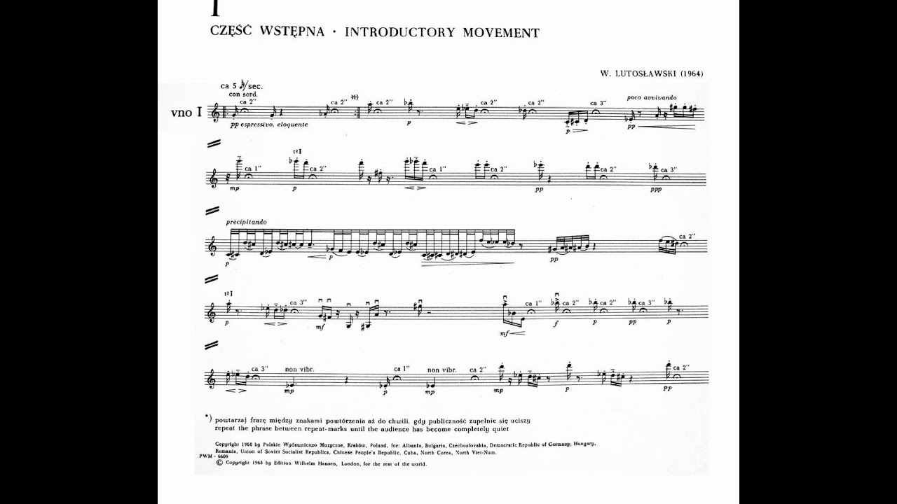 Witold Lutosławski, String Quartet (1964) (audio+score)