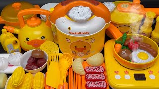 19 Minutes Satisfying with Unboxing Cute Yellow Kitchen Set (Lots of Accessories!) | ASMR (no music)