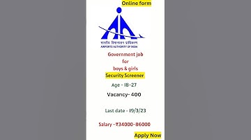 Airport authority of India job | AAI JOB| SECURITY SCREENER JOB | Online| #aai #shortvideos #short