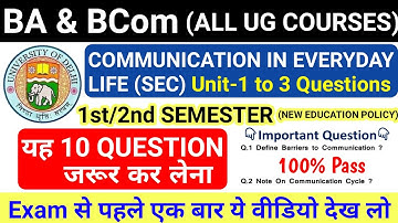 DU Sol Ncweb 1st & 2nd Semester Communication In Everyday Life Important Questions 2023