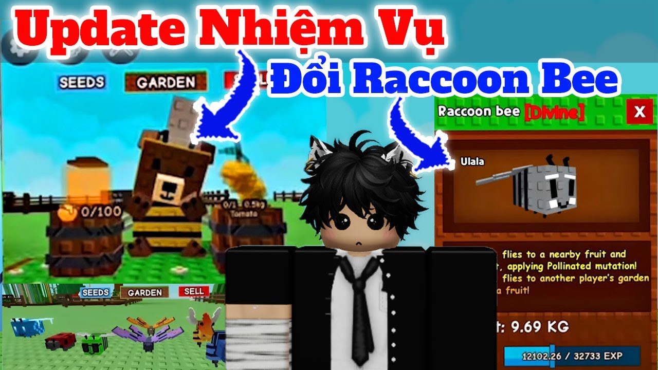 GROW A GARDEN: Update Nhiệm Vụ Đổi Raccoon Bee Mới - YouTube