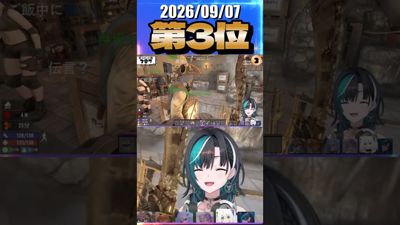9/7 草コメント数ランキング第3位 #輪堂千速 0時間10分ごろ