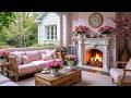 Cozy Spring Porch Fireplace Ambience Gentle Piano Music For Relaxing Studying Working
