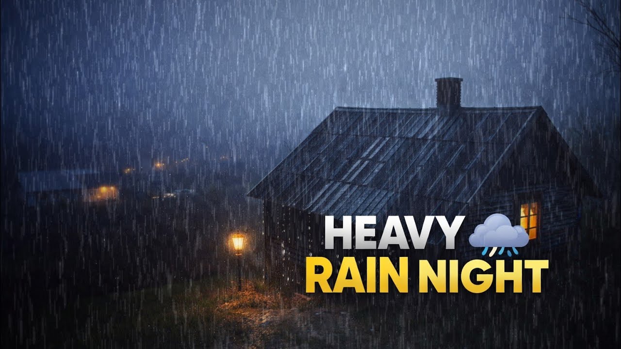 Heavy Rain Night 🌧️ Cozy Cabin in Torrential Rain | Relaxing Sleep Sounds (4K)