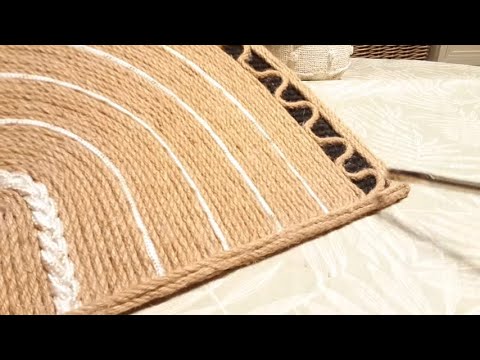 Как связать коврик крючком из бельевой веревки