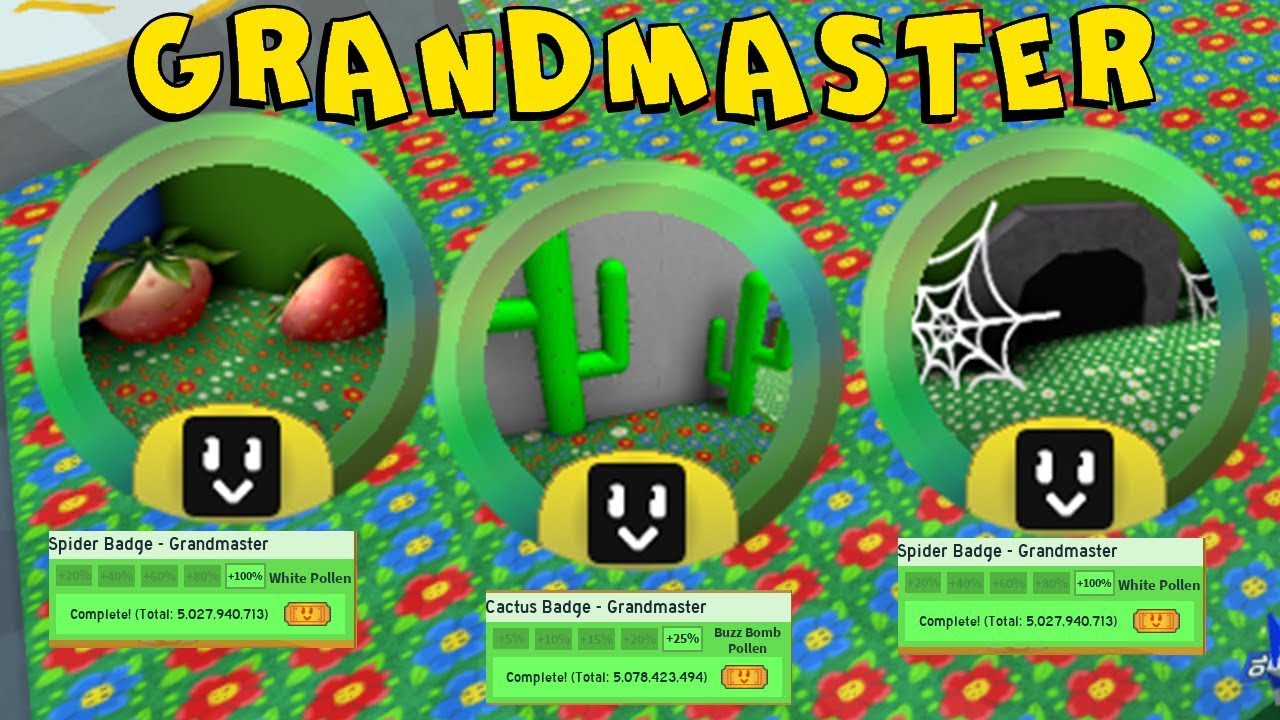 Grandmaster Badges Cactus Spider Strawberry In Roblox Bee Swarm Simulator - youtube roblox bee swarm simulator xdarzeth