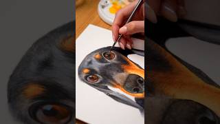 How to Paint a Dachshund Dog 🖤 @Loulou_Friends  | #art #painting #watercolor #dogdrawings #shorts