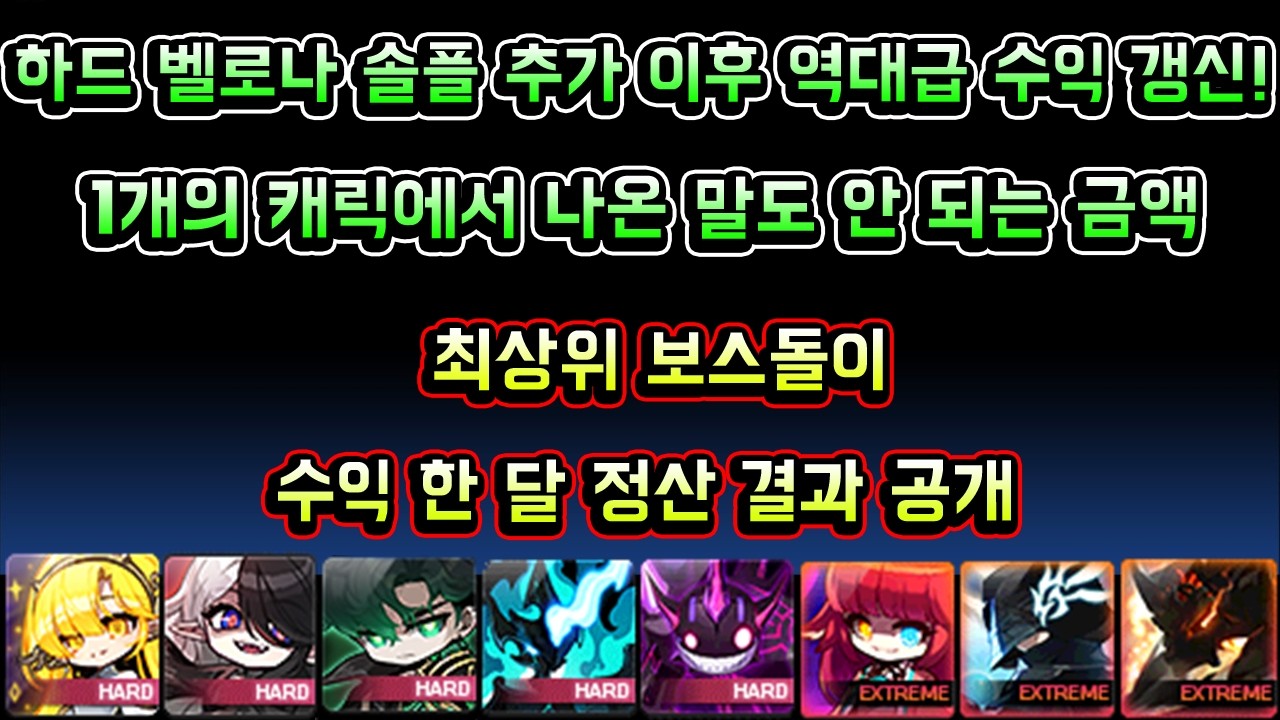 [메이플스토리 맑음] 1개의 캐릭에서 나온 말도 안 되는 보스 수익 / 하드 벨로나 솔플 이후 역대급 수익 갱신 / 메이플 최상위 보스돌이 한 달 정산 (2026년 9월 시즌76)