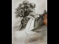 How to Draw Waterfall Landscape Scenery using Pencil with Easy Ways | Step by Step Tutorial