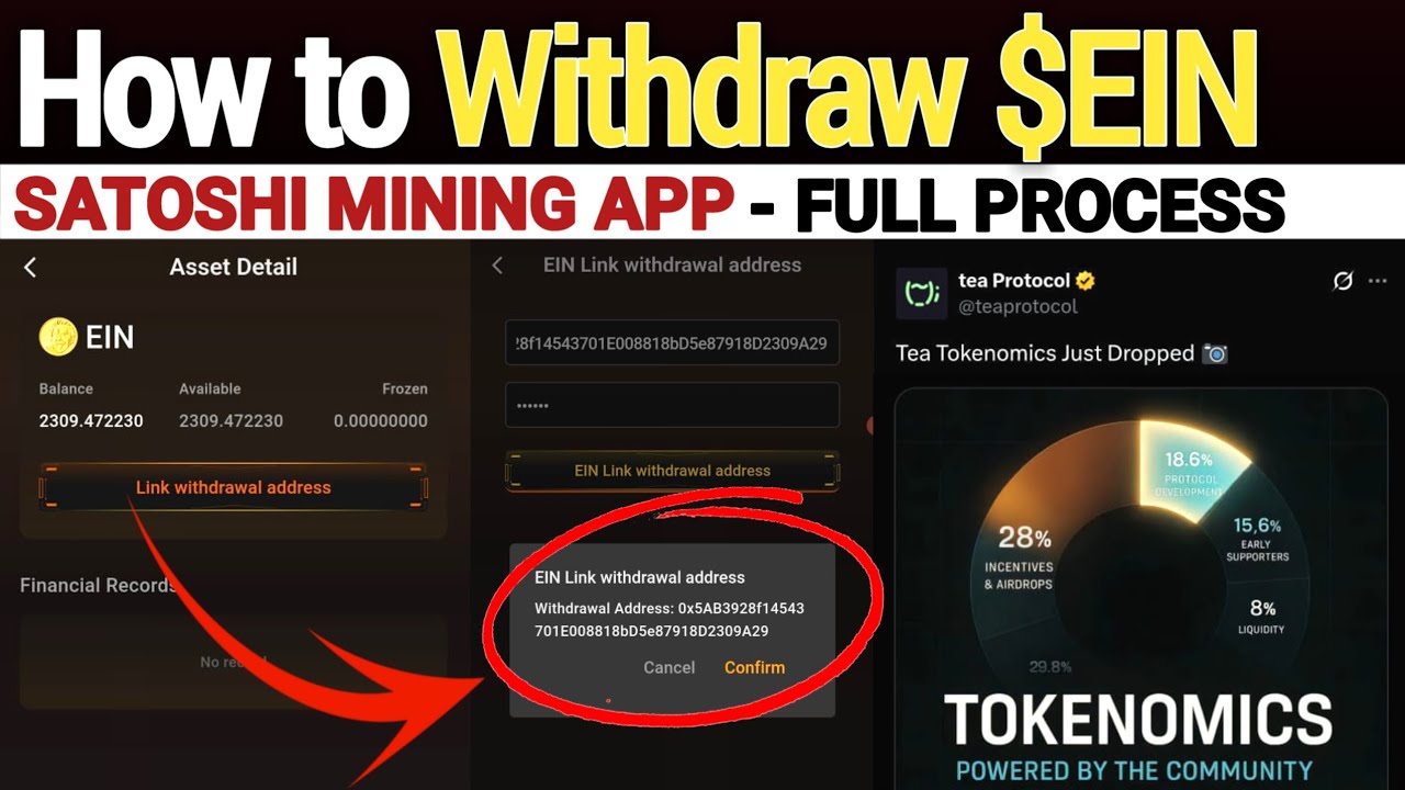 How to Withdraw $EIN from Satoshi Mining App | Tea Protocol Airdrop & Tokenomics Explained!