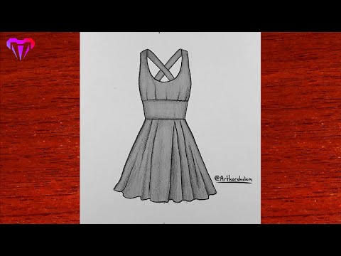 Karakalem Elbise nasıl çizilir - Askılı Elbise nasıl çizilir - Art karakalem çizimleri