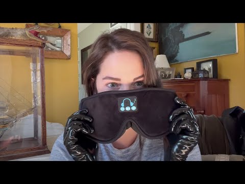 Wearing Latex Gloves while Reviewing Snoozy Sleep ASMR Sleep Mask - Smoking in Latex at the End!