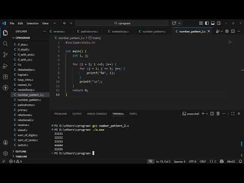 Example 2: Number pattern using C program