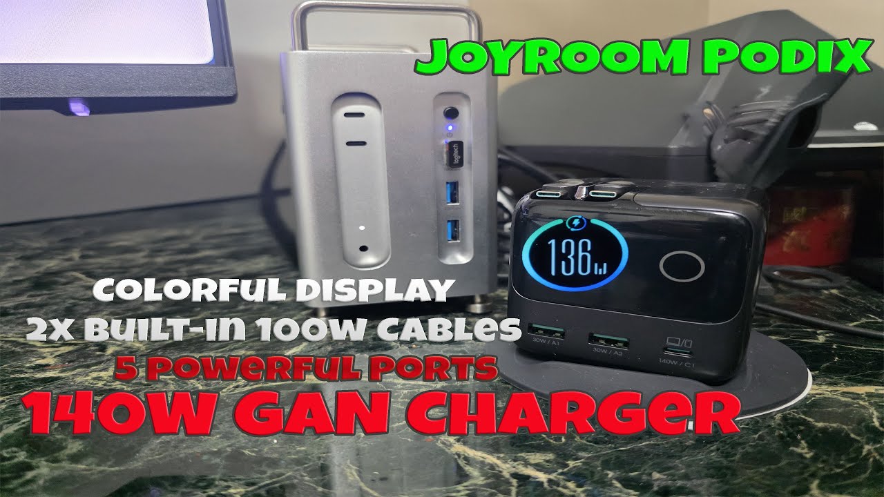 Настольное зарядное устройство JOYROOM Podix 140W GaN с 5 портами: с анимацией!