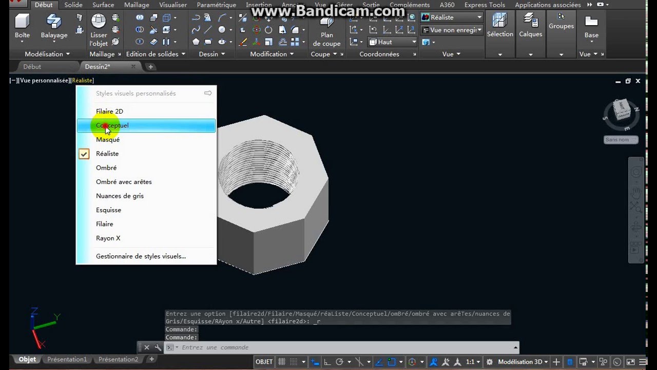  Dessiner  un boulon 3D  avec AutoCAD  2022 YouTube