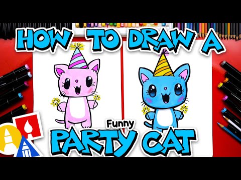 How To Draw A Funny Party Cat