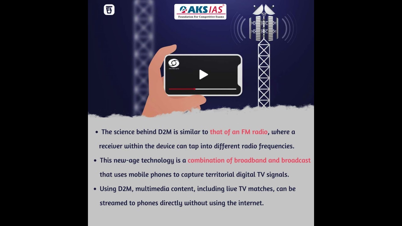 Direct-to-Mobile (D2M) Technology |UPSC|Civils|AKS IAS