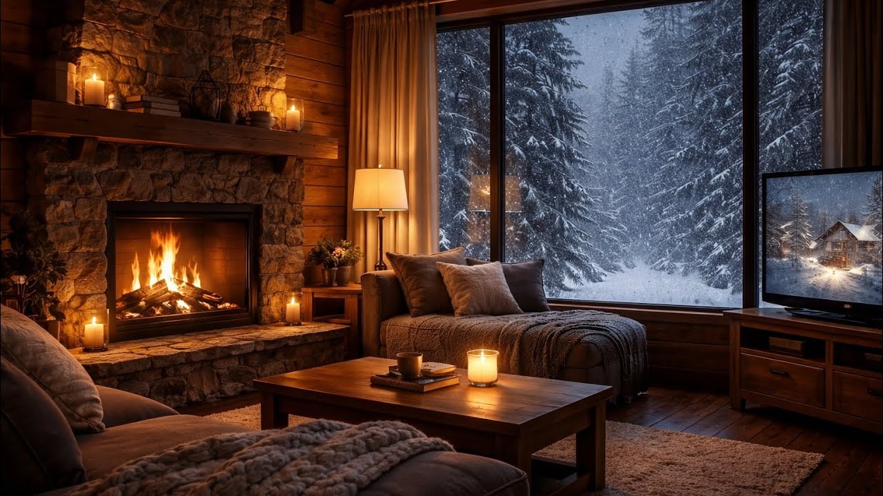 Blizzard Outside, Warm Fire Inside 🔥❄️ Cozy Winter Cabin for Deep Sleep