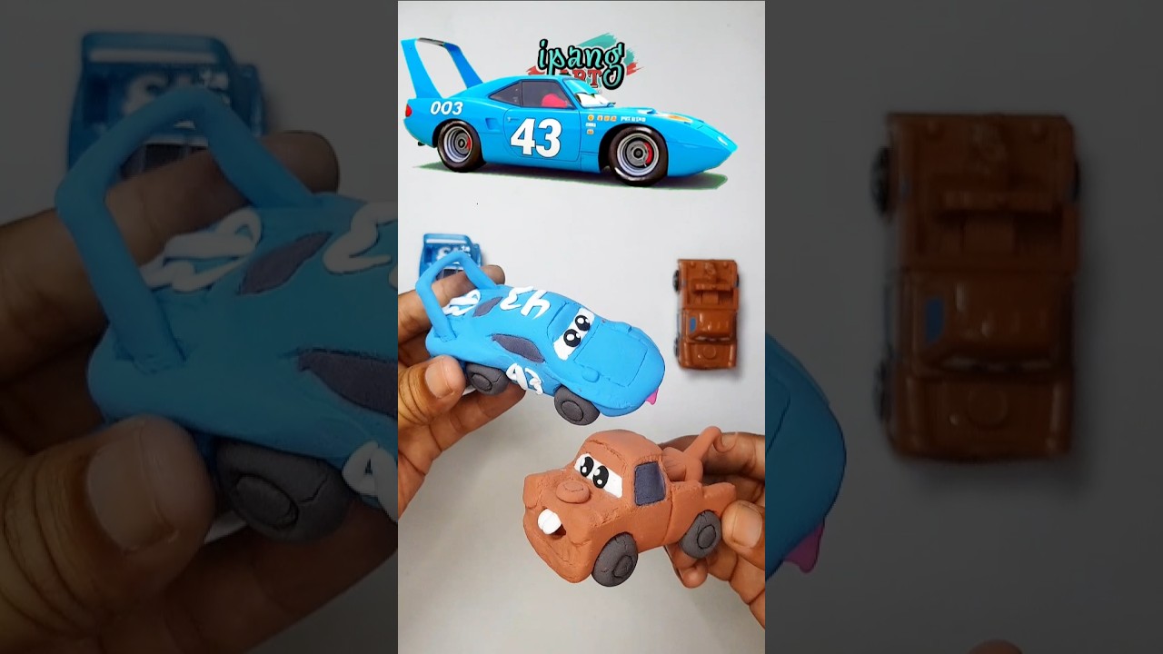 Color mixing tralalero tralala car-shaped mixed with orcalero orcala car-shaped made of clay pixar🚗7