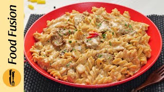 Creamy Garlic Beef Pasta Recipe by Food Fusion