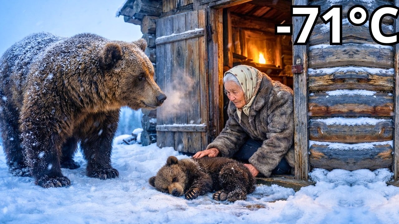 Медведица просит помощи и приносит больного медвежонка к 80-летней женщине — при −71°C в Сибири