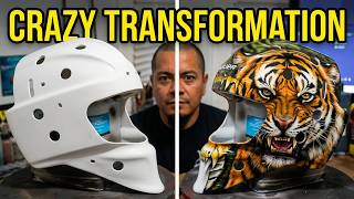 Lets Airbrush a Tiger onto a Hockey Helmet