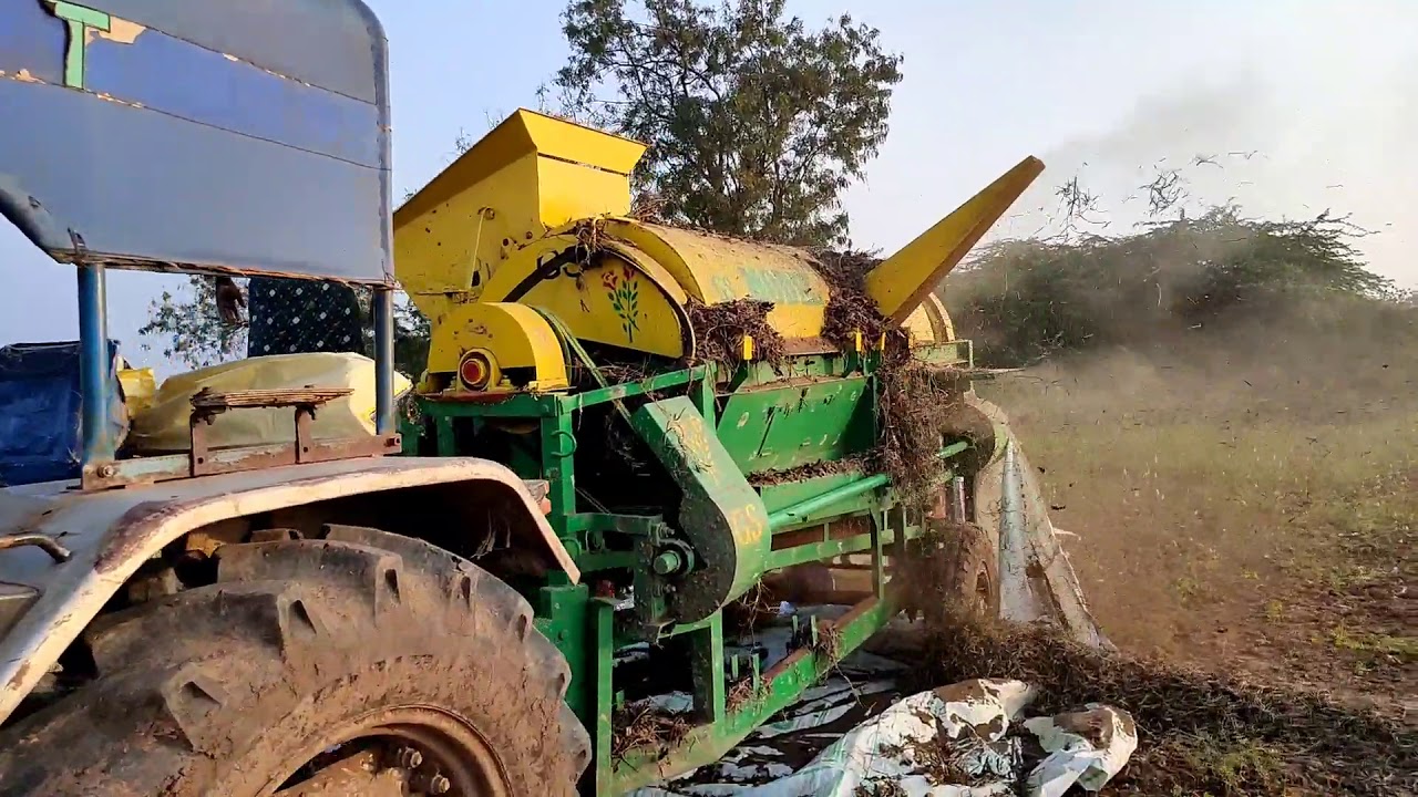 Black gram(Urad Dal) harvesting using a tractor operated harvestor Blackgram telugu 