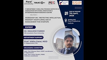 Workshop on Protecting Intellectual Property Rights (IPRs) and IP Management for Startups-IIC Parul