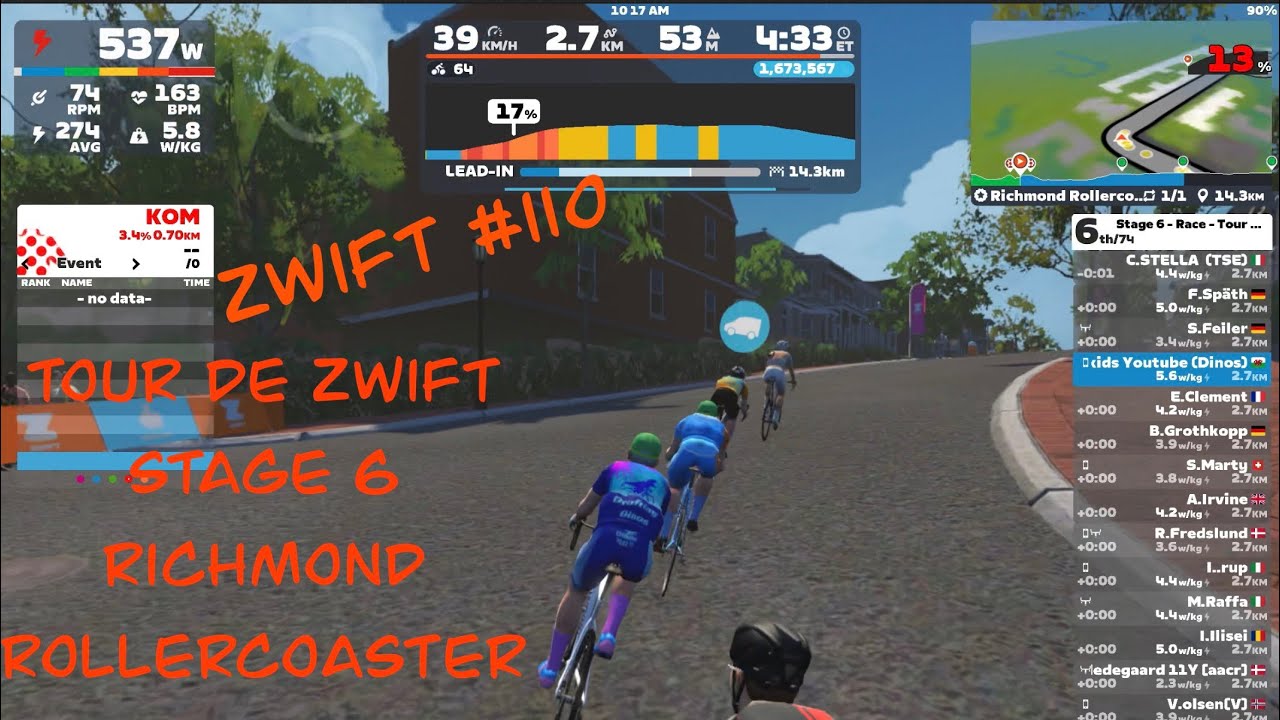 Zwift # 110 Tour de Zwift, этап 6, американские горки в Ричмонде
