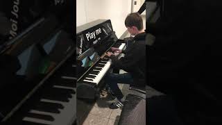 13 year old Ethan Emerson plays ‘Outgoing Tide’ on a public piano at Heathrow Airport