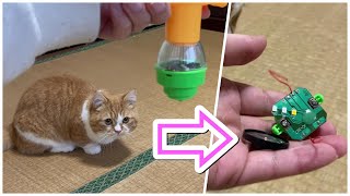 【悲劇】ダイソーの光るコマで猫と遊んだら一瞬で壊れました