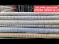 CODE : VS0027#100% LINEN PURE SHIRT#ANTI BACTERIAL #ANTI ALFUNGAL#SMOOTH#OFFICIAL CHECKS.