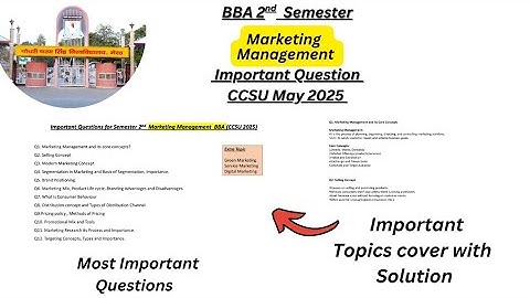 Important Questions Marketing Management BBA 2nd Semester #ccsu #bba #exampreparation