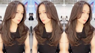 How to cut a Beauty Long Layered Haircut With Curtain Bangs | Layered Cutting Techniques