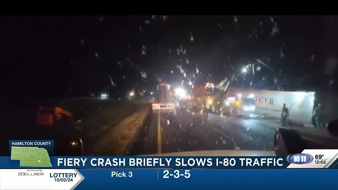 Truck driver killed in fiery crash on I-80 near Aurora - YouTube