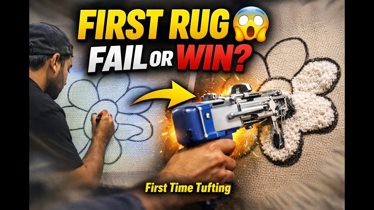 Projector Rugs DIY Tufted Rug Using Projector & Gun | First Attempt - YouTube