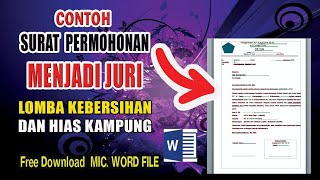 CONTOH SURAT PERMOHONAN MENJADI JURI PENILAIAN LOMBA