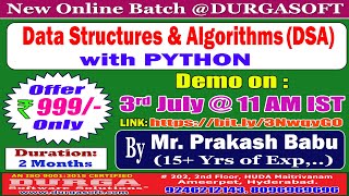Data Structures & Algorithms with PYTHON Online Training @ DURGASOFT