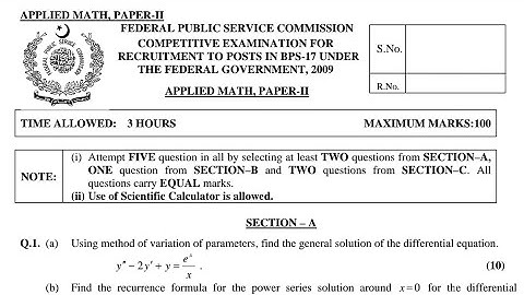 CSS PAST PAPERS - 2009 - APPLIED MATHEMATICS - PAPER 2 - OPTIONALLY SUBJECT  (GROUP 2)