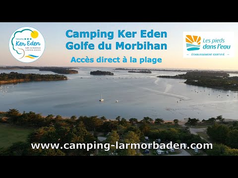 Vues aériennes du camping Ker Eden, accès direct à la plage, Golfe du Morbihan